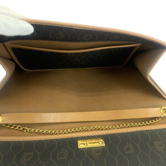 Dior Honeycomb Pattern Brown Chain Crossbody Pochette - Picture 9 of 9